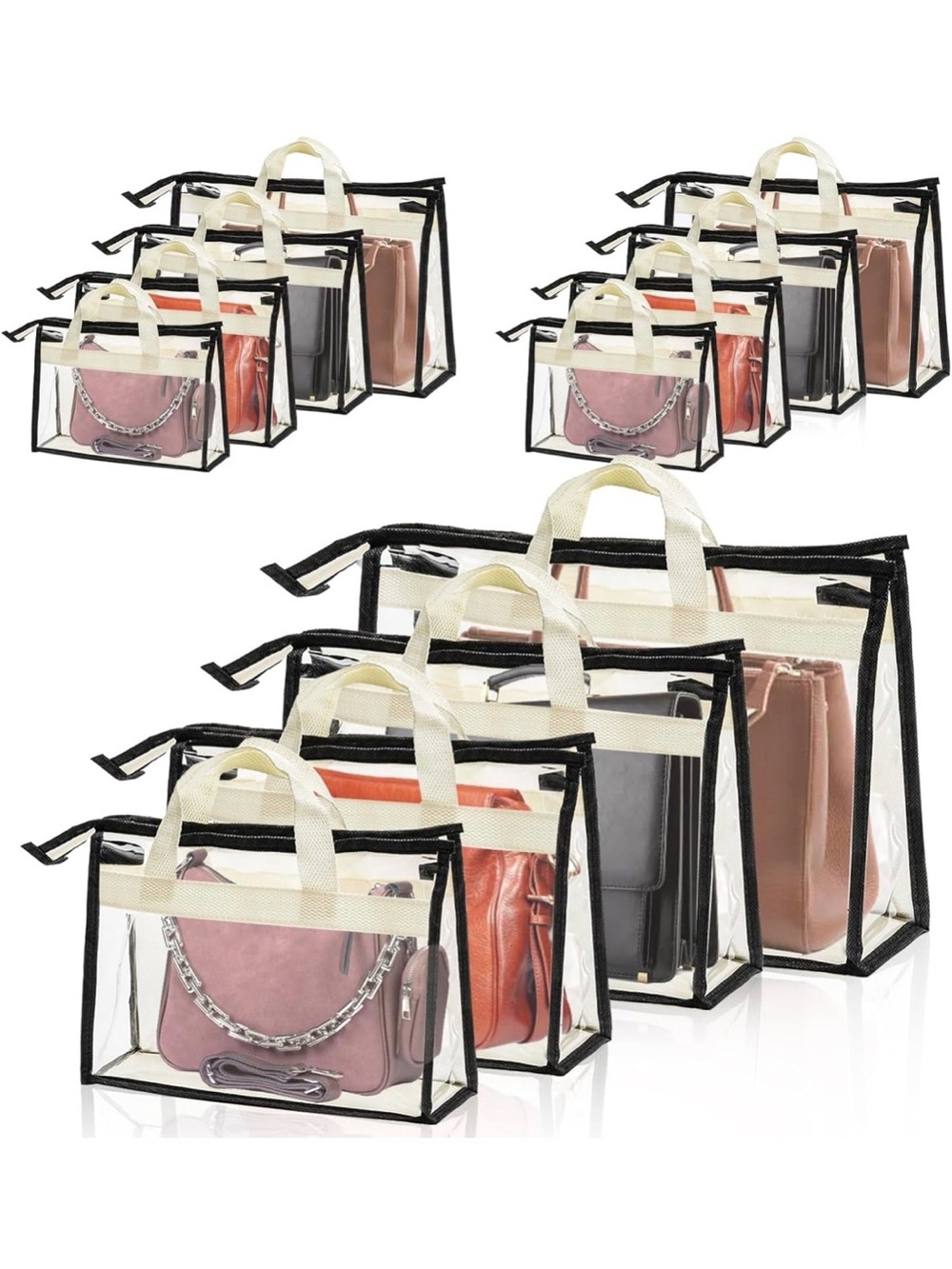 12 Pack Clear Handbag Storage Organizer, Dust Bags for Handbags
